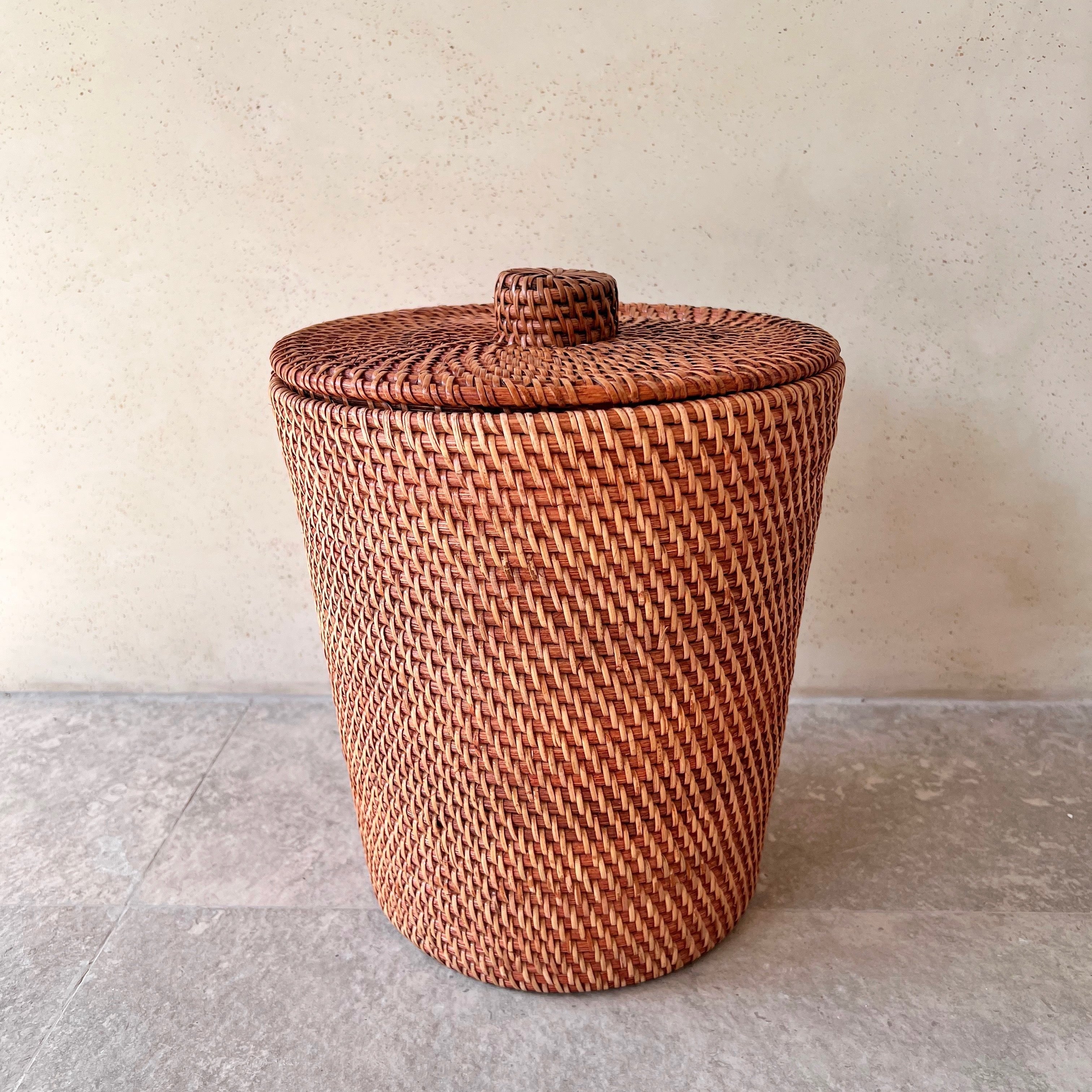 Liem Rattan-Korb – Handgefertigt, Rund, in verschiedenen Farben, mit/ohne Deckel