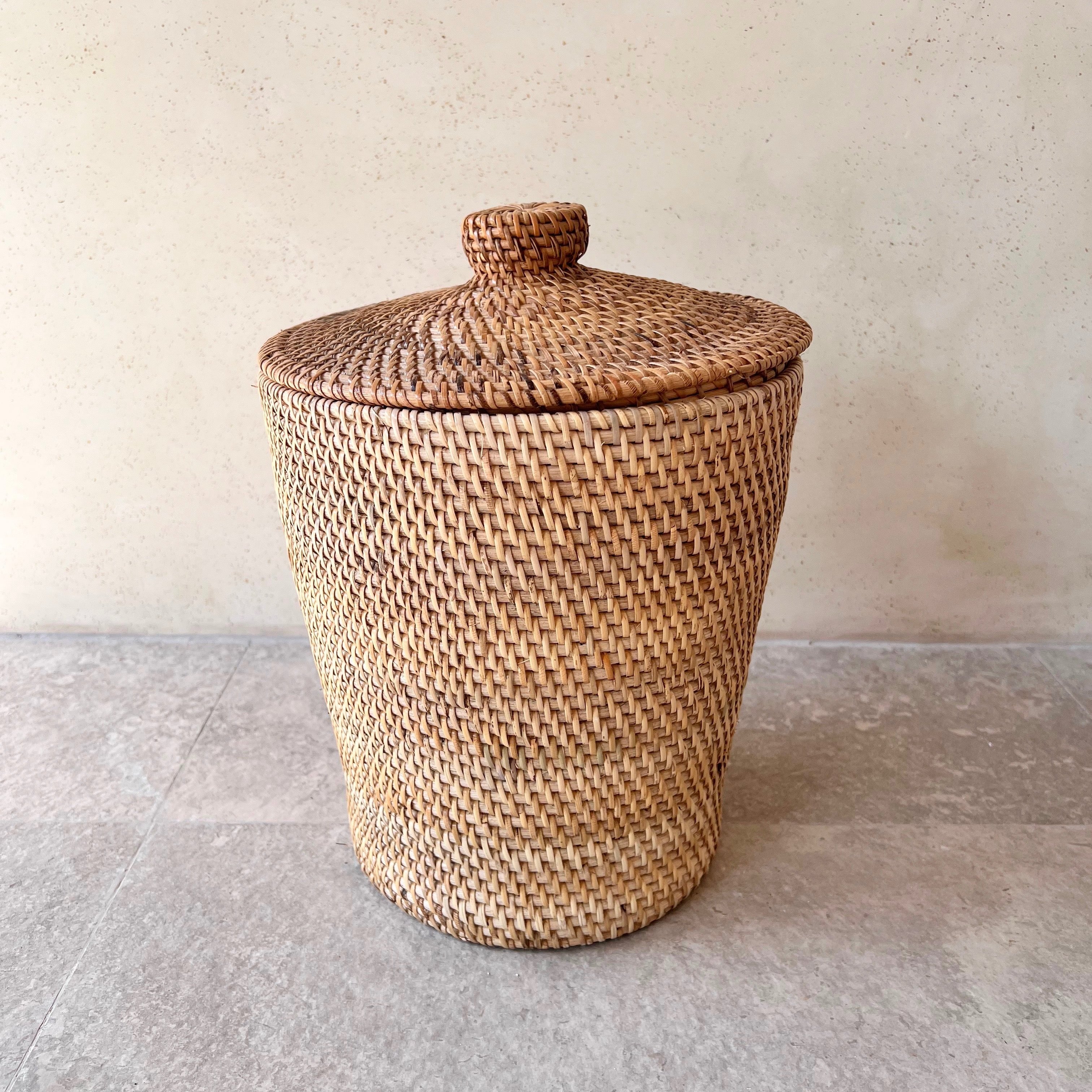 Liem Rattan-Korb – Handgefertigt, Rund, in verschiedenen Farben, mit/ohne Deckel