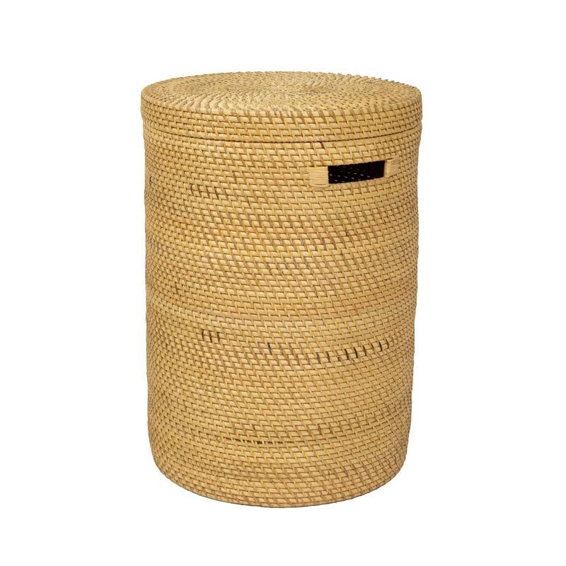 Aga Wäschekorb mit Deckel – Handgefertigt, Rund, in Natur